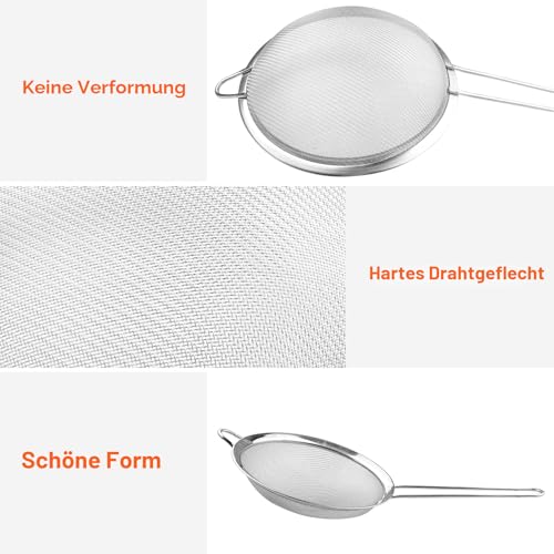 Avesteir 3 Stück Sieb Set 19/25/37 cm, Küchensieb Edelstahl, Poliert Metall Feinmaschiges Seiher mit Verstärktem Griff Perfekt zum… – Ansicht 5