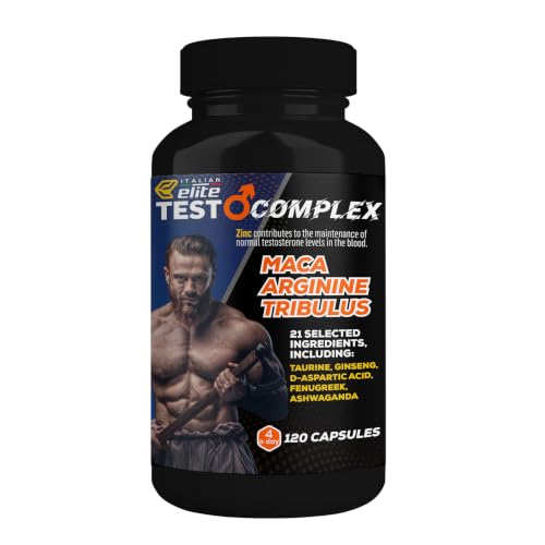 Italian Elite Testo Complex 120 Capsules - Maca 8000mg Tribulus Fenugreek Zinc Arginine Ashwagandha Vitamins & Minerals