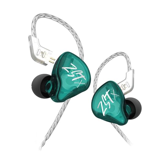 Yinyoo KZ ZST X Hybrid 1BA+1DD in Ear Monitor Earbuds Balance Armature with Dynamic in-Ear Earphone Headphones HiFi Headset (No mic, Cyan)