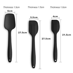 Silicone Spatula 3 piece Set Ergonomic Handle High Heat Resistant Spatulas Non stick Rubber Spatulas with Stainless Steel Core Black