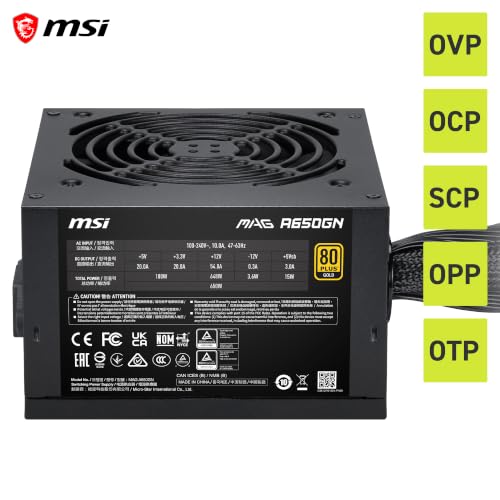 Image of MSI MAG A650GN II Gaming Power Supply - 80 Plus Gold - ATX 3.1 Ready - 650W - Non-Modular - Low Noise ATX PSU