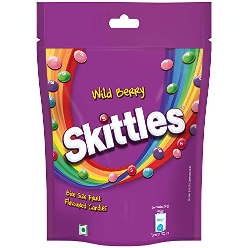 Image of Skittles Wild Berry Chewy Fruit Candy | Bite-Size Fruit Candies Pack | Delicious Fruity Berry Flavours (Berry Punch, Cherry, Raspberry, Strawberry, and Melonberry) | Imported Candies | 196 Grams