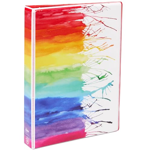 Avery Mini 3 Ring Binder Holds 5.5 x 8.5 Paper 1 Round Rings 175-Sheet Capacity 1.4 Inch Wide Spine Watercolor Rainbow Design Great for Home Office School Supplies and More (18713)