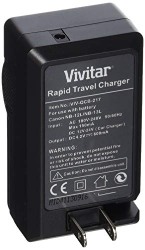Vivitar VIV-QCB-217 Charger for Canon Nb-12L & Nb-13L Batt (Black) image 4