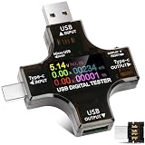diymore USB Tester Messgerät 2-in-1 USB C Messgerät Digital Multimeter Strommessgerät USB Power Meter, Spannung Voltmeter, Strommesser, Leistungskapazität Detektor