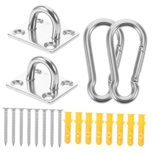 INOOMP 1 Juego Hebilla de Puerta de Acero Inoxidable Soporte de Gancho de Montaje en Pared Placa de Ojo de Almohadilla de Servicio Pesado Gancho de Cuerda Ganchos de Techo