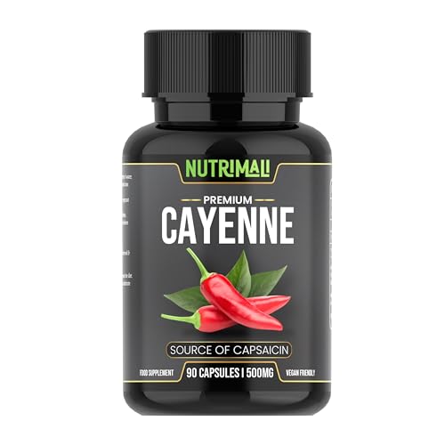 Cayenne Pepper Capsules - 90 Organic Capsules | High Strength Up to 1500mg | Natural Herbal Supplement | Zero Fillers 100% Natural & Vegan Friendly | by NutriMali