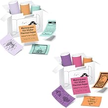 Memoqueen T02 Adhesive Thermal Paper, 1.96" x 11.450mmx3.5m/Roll, 6 Rolls Color Paper, Green/Lavender Purple/Light Orange/Purple/Rose-Red/Orange Sticker Paper Compatible with T02 M02X M02L Q02 Y02C
