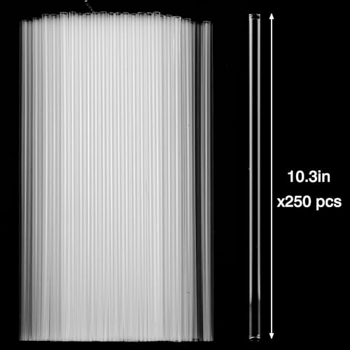 Image of 250pcs Clear Straws Disposable, 10.3 Inches Plastic Drinking Straws, Extra Long Straws for 30oz Tumblers, Protein Shakers, Milkshakes, Soda & Iced Coffee