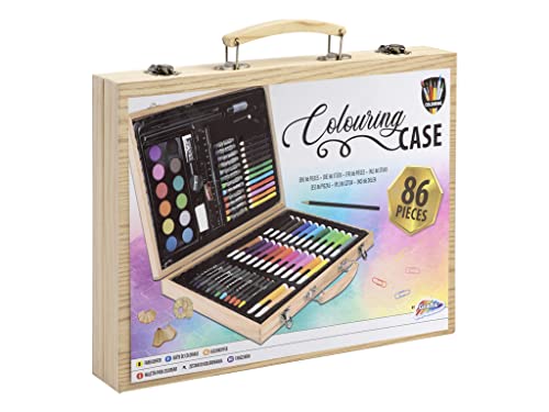 Grafix Kit de Coloriage Enfants 86 Pièces | Crayons de Couleur, Feutres, Crayons de Cire, Pastels à l'Huile, Aquarelle et plus | Malette Dessin | Coloriage | Feutres | coffret peinture | Palette