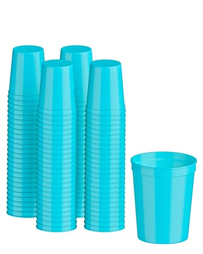 PartyPrints Turquoise 16 oz Reusable Plastic Cups (100-pack)