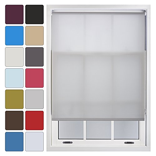 Furnished Blinds Window Custom Made to Measure Daylight Roller Blinds - Sheer Non-blackout Blind Opaque Fabric Shades Easy Fit Window Blinds, Grey up to 60cm