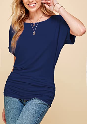 Mbj Wt817 Womens Dolman Drape Top With Side Shirring Xxxxxl Navy #TOP2
