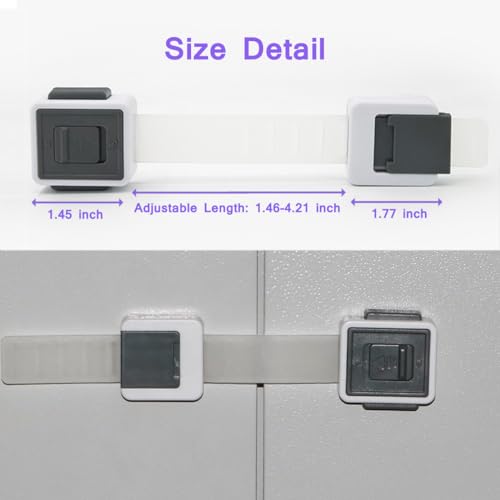 Child Proof Cabinet Locks, 4 Pack Baby Proofing Door Locks for Fridge Drawer Cupboard Dishwasher Cupboard Pantry and Toilet. Adhesive Safety Strap Locks for Kid and Toddler Proofing