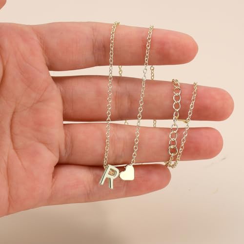 Collier coeur initiales plaqué or gravure fine haute finition - 3