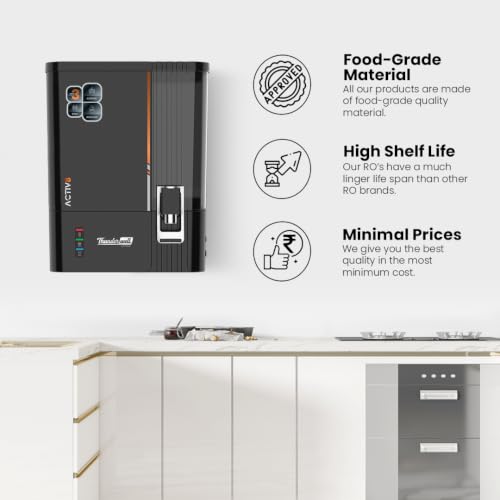 Image of Thunderwell ACTIV8 RO UV UF Water Purifier for Home | Zinc Copper Alkaline | 12 Stage Purification | TDS Controller | 10L Storage Tank | Black
