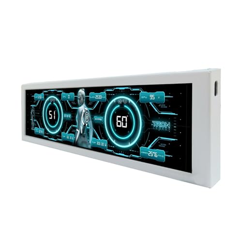Image of VSDISPLAY 8.8'' 1920x480 PC Case Internal Screen with Theme Editor,White | for Monitoring Computer Speed Temperature CPU GPU RAM Data