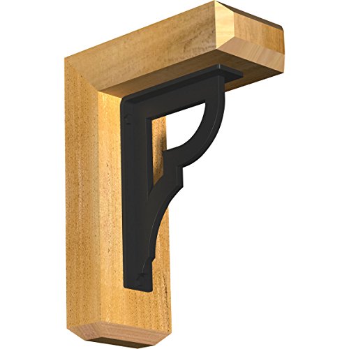 4"W x 9 1/2"D x 12"H Bradford Craftsman Ironcrest Rough Sawn Bracket, Western Red Cedar (1 1/2"W x 5 1/2"D x 8"H Iron Bracket)