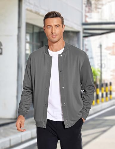 COOFANDY Men's Casual Lightweight Jacket Baseball Letterman Snap Button Jacket2