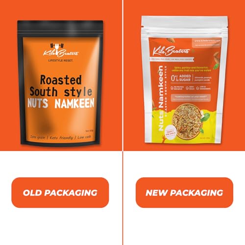 KILOBEATERS Zero Sugar Roasted South Indian Style Nuts Namkeen Healthy Mixture Snacks for Diet, Zero Preservative - 400 g (Pack of 1)