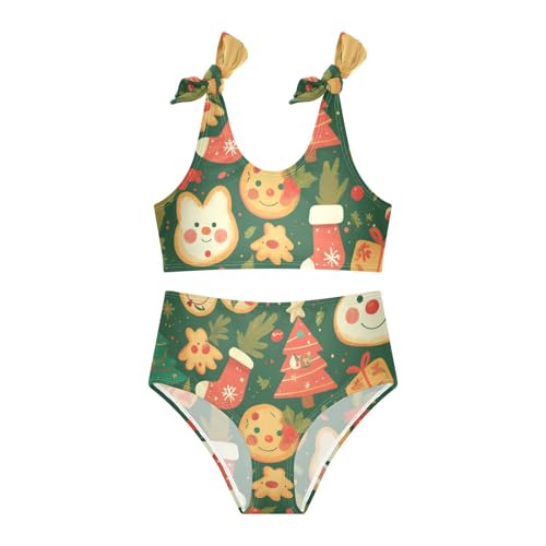 KLL Holiday Christmas Cookies Oil Painting Girl 2 Piece Bikini Sets Quick-Dry Beach Bathing Suit Swimsuit3