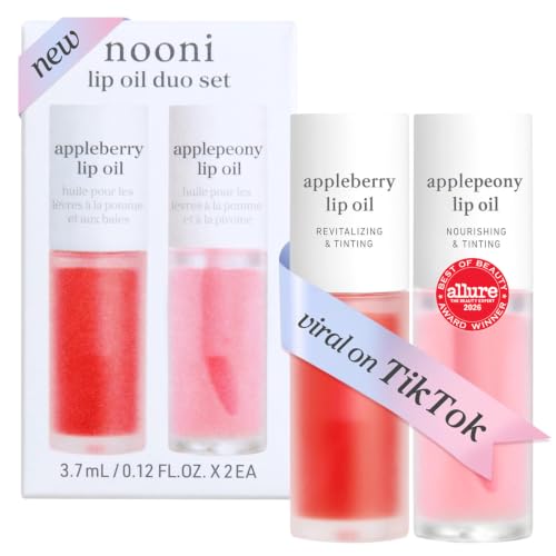 NOONI Korea Lip Oil Set - Appleberry &amp; Applepeony - Plumping Lip Gloss