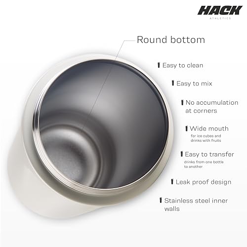 Image of Hack Athletics Premium Stainless Steel Insulated Shaker Bottles for Gym, Protein Shaker, Pre Workout Bottle, Water Bottle for Men and Women, BPA Free Material 100% Leakproof | 709ML (White)