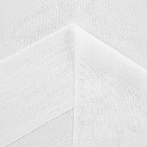 DWCN White Sheer Curtains, 46 Drop Rod Pocket Top Semi Transparent Light Filtering Net Curtains, Voile Curtains for Living Room and Bedroom, 46" Wide x 54" Drop, Set of 2 Panels