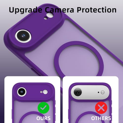 K TOMOTO Magnetic Case Compatible with iPhone 17 Air Translucent Matte Phone Case with Camera Lens Guard, Rugged Protective Cover 6.5-Inch, Purple — view 6