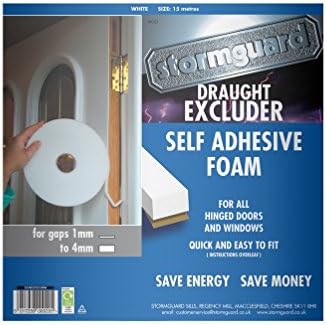 STORMGUARD B072M1233Q Draught Excluder-Self Adhesive Foam Strip for Window & Doors-5m, White
