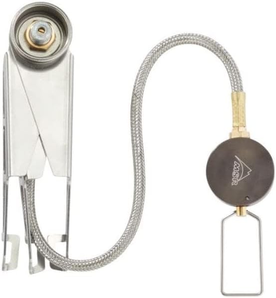 MSR LowDown Remote Stove Adapter in its folded, compact state.