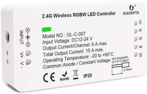 RGBW ZigBee Controller ZigBeeLED Strip Smart Controller DC12-24V LED Strip Zll App Controller RGB/RGBW Compatible with Hue Bridge Amazon Echo Plus and Zigbee3.0 