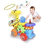 Giraffe Musikalische Spielzeuge für Babies & Kleinkind Ringwurfspiel Fahrzeuge mit Geräuschen & Lichter, Elektronisches Spielfahrzeuge für die Frühförderung