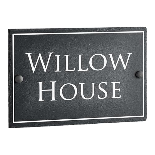 Image of House Signs Direct Bespoke Slate House Sign 20x30cm, Rustic Grey