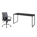 Conjunto de Mesa Kuadra I 150 cm com Cadeira de Escritório Diretor Giratória Oslo Preta
