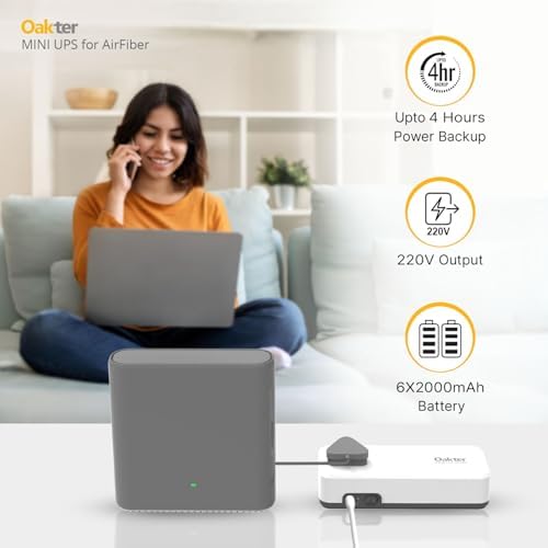 Image of Oakter Mini UPS for AirFiber and AirFiber Plus WiFi Routers | 6x2000 mAh Battery | Power Backup Upto 4 Hours | 12 Months Warranty for UPS | Current Surge & Deep Discharge Protection AirFiber V3.0