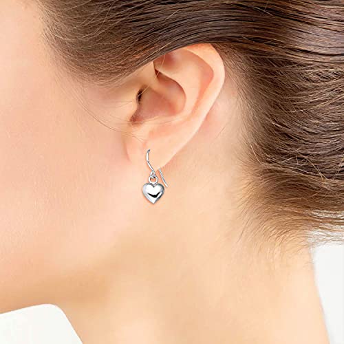 Silverline Jewelry - Sterling Silver Puffed Heart Dangle Drop Earrings On Fish Hook #TOP2