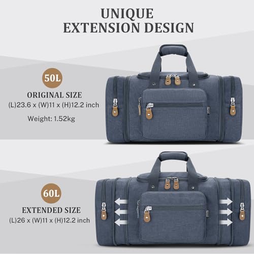 Image of Gonex Canvas Duffle Bag, Expandable 60L Travel Overnight Weekender Bag