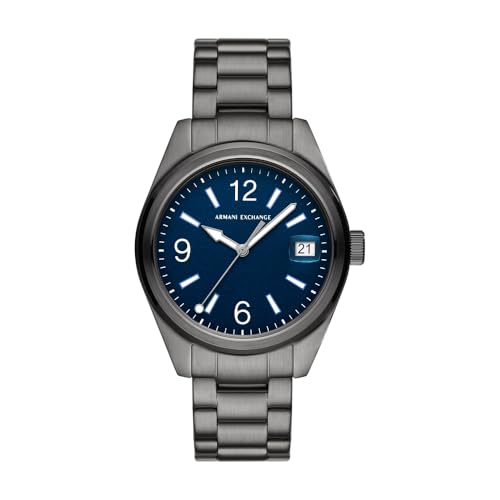 Image of Armani Exchange Watch for Men, Charcoal and Dark Blue, 42 mm, Bracelet