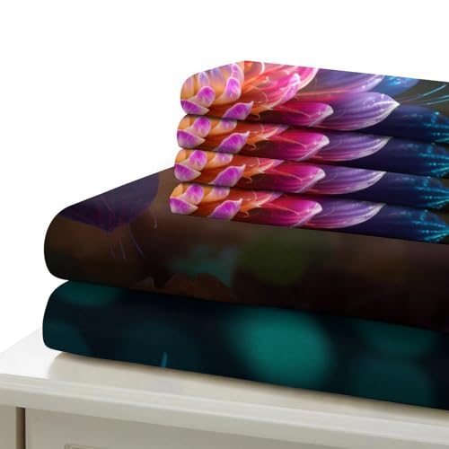 Sets de housses de couettes 3D fleurs microfibre douce super king 260x220 - 6