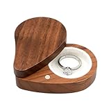 Generico Caja para anillos de madera en forma de corazón - Pequeña caja profesional para colgantes de alta calidad para pedida de boda, compromiso, cumpleaños, san, joyas, recuerdo, intern