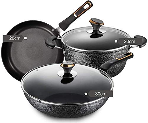 Home 7-Piece Hard Anodized Cookware Set, PFOA-Free Non-Stick Kitchen Pots and Pans Set - Compatible with Induction, Ceramic, Gas Electric,B