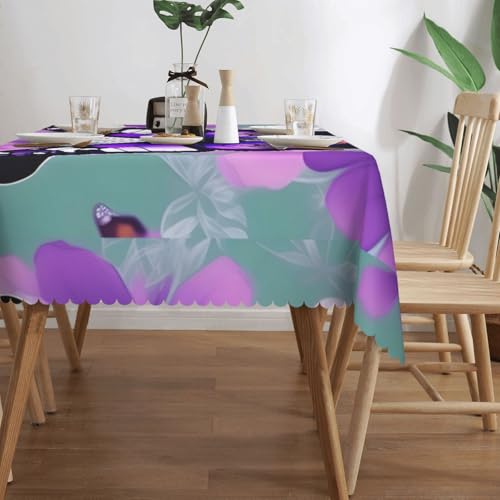 Nappe rectangulaire imprimé papillon violet en tissu pour table de dîner - 4