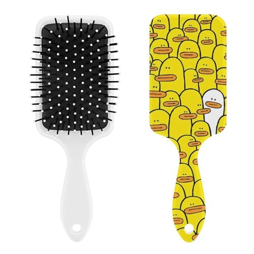 パドルブラシ 面白い 黄色い アヒル ヘアブラシ くし 絡まない 頭皮マッサージ おしゃれ レディース メンズ 兼用 頭皮ケア キャラクター マッサージブラシ ツヤ サラサラ 便利 人気 かわいい 乾湿両用