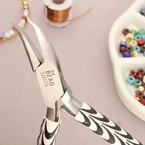 The Beadsmith Zebra Line Bent Chain Nose Pliers, 6 inches (152mm) with polished steel head - Image 2