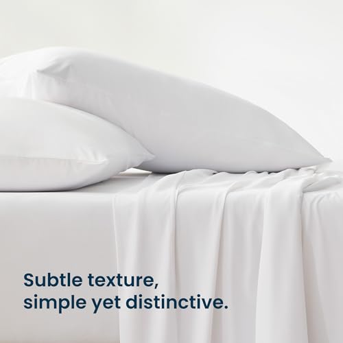 SLEEP ZONE Cooling Sheet Set Queen Size, Cooling Sheets for Hot Sleepers 4 - Piece Soft & Breathable Jacquard Cooling Bed Sheets for Queen Size Bed Deep Pocket Cool Fitted Sheet, White - image 2