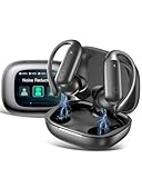 LEEMC Wireless Earbuds, Bluetooth Headphones 6.0, Ear Buds with Touch Screen, ANC ENC Noise Cancelling, 40H Bass Stereo Sound Over-Ear Earphones for iOS, Android, Sports, Workout，Charcoal