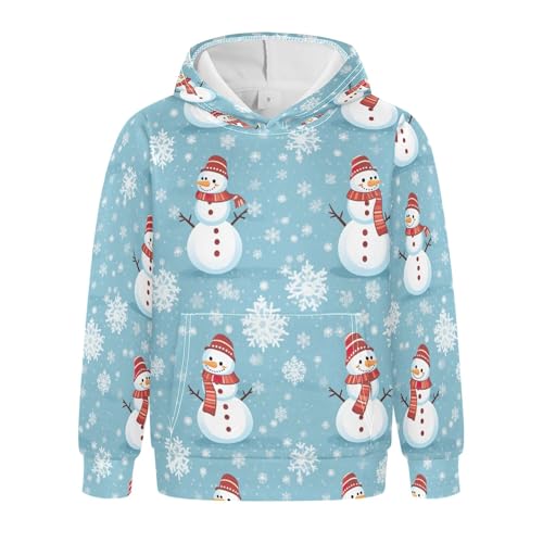 Kids Hoodies Sweaters Christmas Xmas Snowman Hooded Sweatshirts with Big Pockets for Boys Girls B0400075