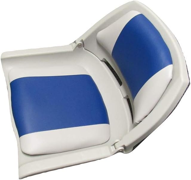 Folding Boat Seat (Upholstery Fishing Replacement Marine Blue & Grey)