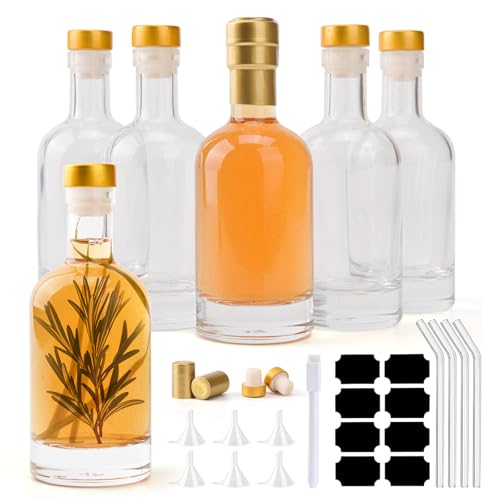 V·Colokishi Lot de 6 petites bouteilles en verre à remplir, 100 ml, mini bouteilles de liqueur, bouteilles à liqueur, bouteilles à shot - Petites...